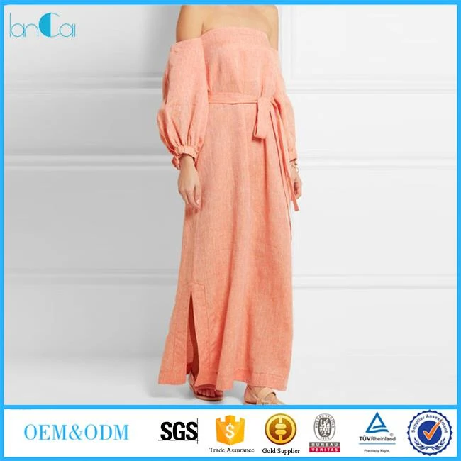 Off Shoulder Linen Dress