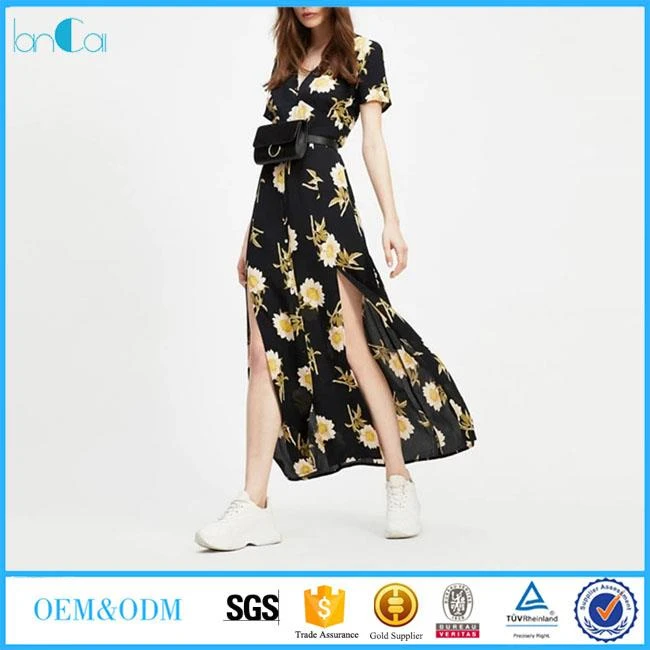 Women Black Floral Maxi Dress
